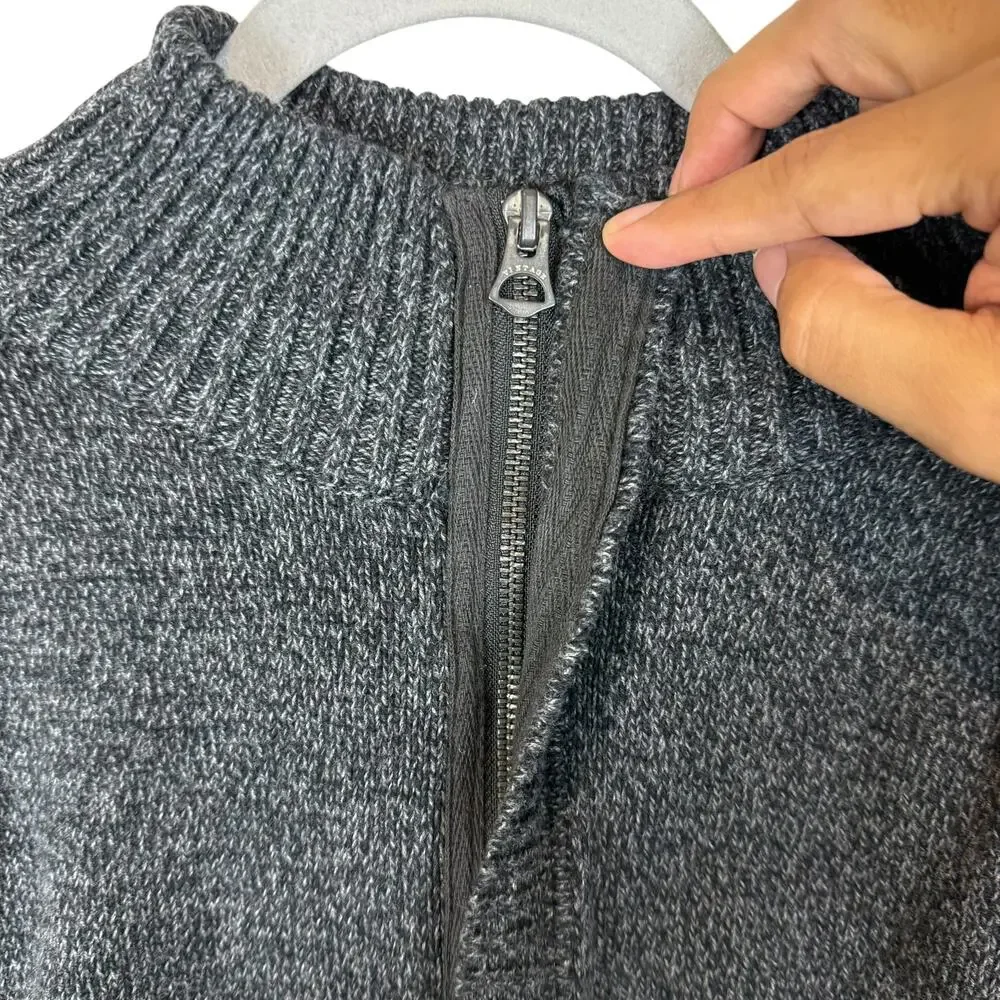 Weatherproof Vintage Sweater Mens Large Charcoal‎ Quarter Zip Knitted Cotton